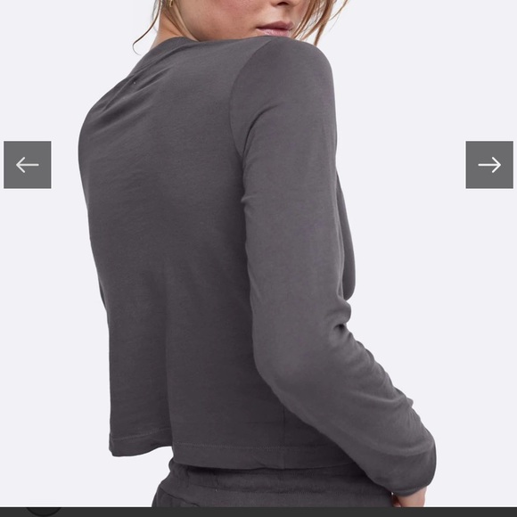 NWOT MATE The Label Organic Cotton Ling Sleeve Crop Tee - Bone - Picture 5 of 6